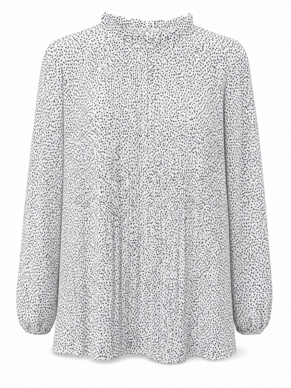 Adrianna Papell Large Polka Dot Blouse - Black and White Mock Neck Ruffle